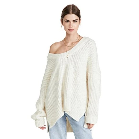 Free People Sweaters - NWT Free People Blue Bell Oversized Sweater Ivory Size Large